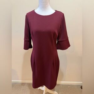 Marisa & Marie Italian Burgundy Dress with 3/4 Flounce Sleeves Size Medium